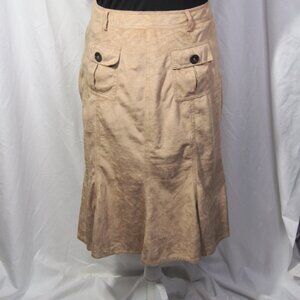 Madison Michelle Tan Faux Suede/Front Pocket Long Skirt Size 6